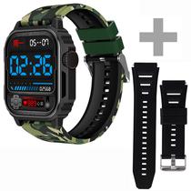 Smartwatch Blulory SV Watch 49 MM com Bluetooth - Preto/Camuflagem Militar + 2 Pulseiras