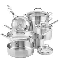 Jogo de Panelas Kitchenaid 71001 Inducao Base 3 Camadas Aco Inoxidavel - 11 Pecas