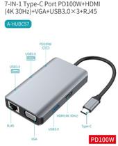 Hub USB-C Sate A-HUBC57 RJ45/ VGA/ 3X USB3.0/ HDMI/ USB-C 7IN1