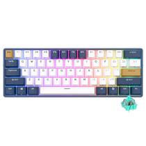 Teclado Mecanico Royal Kludge Mini RK61 Plus, 60%, RGB, Wireless, s/Fio, Switch SKY Cyan, RK61PLUS-Whit-Q, Klein Azul