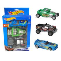 Hot Wheels Fast Racer - Pack de 3 Vehiculos Pullback 13CMS