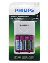 Carregador de Pilhas Philips com 4 Pilhas AA / 2450 Mah - (SCB-2445NB/97)