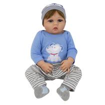 Boneca Baby Reborn V-48 - 55CM - Silicone - Roupa de Cachorro