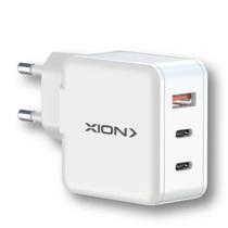 Carregador / Adaptador de Parede Xion XI-CG65 / 65W / USB-A / USB-C - Branco