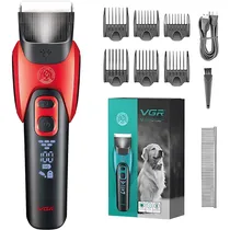 Cortador de Pelo para Animais de Estimação VGR V-208 6 Em 1 - Preto/Vermelho