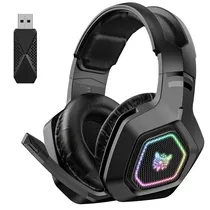 Fone de Ouvido Gamer Onikuma Gaming B100 RGB Sem Fio - Preto