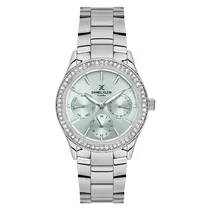 Relogio Analogico Feminino Daniel Klein DK.1.13879-2 Exclusive Ladies / Pulseira de Aço Inoxidável - Prata/Verde Claro