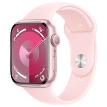 Apple Watch S9 45MM MR9G3LW/ A com GPS/ Double Tap Fingertip / Pulseira Sport Band s/ M / Aluminium Case - Pink