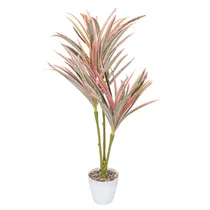 Planta Artificial Tipo Dracena Tricolor Em Vaso Branco