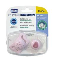 Chicco Nursery Chupete Micro Physio Pink Sil 2 PCS Detalles En El Producto 0-2M+ Rosa