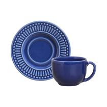 Set de Ceramica Porto Brasil Roma 323136 Taza de Te 161ML + Plato 14 CM Azul