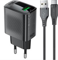 Carregador Acefast A90 QC18W + Cable USB-A/USB-C Neg