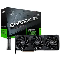 Placa de Video MSI Shadow 3X Oc 16GB Nvidia Geforce RTX5080, GDDR7, 912-V531-031 G5080-16S3C, 256BITS, 2655MHZ, 1XHDMI, 3XDISPLAYPORT, Preto