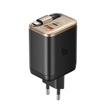 Carregador / Adaptador de Parede Mcdodo CH-4280 40W Gan / 2 Em 1 / USB-C / USB-A / com Cabo USB-C Embutido - Gold/ Preto