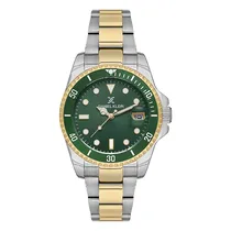 Relogio Analogico Feminino Daniel Klein DK.1.13880-6 Premium Ladies / Pulseira de Aço Inoxidável - Prata/Dourado/Verde