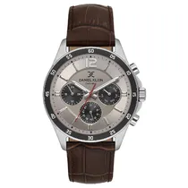 Relogio Analógico Masculino Daniel Klein DK.1.13973-5 Exclusive Gent / Pulseira de Couro - Marrom/Prata/Preto