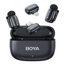 Microfone Sem Fio Boya MINI-12 Lapela USB-C / Lightning - Preto