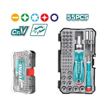 Kit de Puntas Y Vasos de Impacto Con Destornillador Cricket Total TACSD30556 55 Piezas