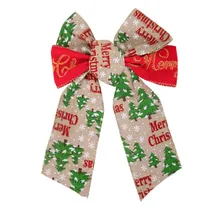 Laço Natal Tecido Bege/Vermelho 15X23CM