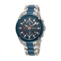 Relogio Analogico Masculino Sergio Tacchini ST.1.10054-2 com Pulseira de Aco Inoxidavel - Prata e Azul