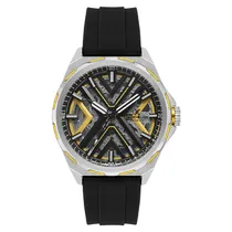 Relogio Analógico Masculino Daniel Klein DK.1.14017-5 Skeleton / Pulseira de Silicone - Preto/Prata