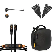 Kit Cabo USB-C para USB-C Tether Tools Tetherpro 10 GBPS para Câmera + Suporte + Bolsa - Preto 4.6 Metros (BTKC15G2-BLK)