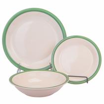 Conjunto de Porcelana 18PZ Bege e Verde