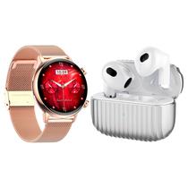 Kit Smartwatch e Fone de Ouvido G-Tide Romance + H21 - Bluetooth - Gold / Silver