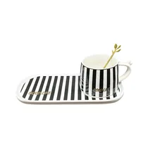 Juego de Taza Y Plato Good Life 1013 Con Cuchara 220ML Negro - Blanco