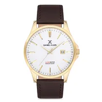 Relogio Analógico Masculino Daniel Klein DK.1.12756-4 Premium Gents / Pulseira de Couro Genuino - Marrom/Dourado
