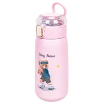 Garrafa Térmica com Bico e Design Urso Esportista 400ML - Rosa