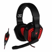 Fone Gamer Satellite AE-361R LED / com Fio - Preto / Vermelho