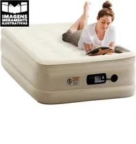 Colchao de Ar Inflavel Elevado Casal 200X180X40CM - Até 400KG -com Inflador Embutido