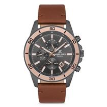 Relogio Analogico Masculino Daniel Klein DK.1.12736-5 Exclusive Gents / Pulseira de Couro Genuino - Marrom/Rose Gold