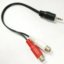 Adaptador de Audio 3.5 (2 Femea Rca p/ 1 Macho P2)