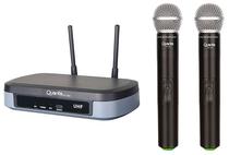 Microfone Duplo Profissional Quanta QTMWU104 Wireless Uhf Preto