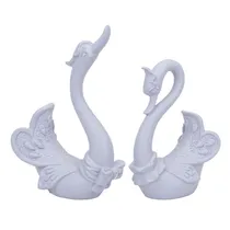 Cisne Decorativo de Resina 2PCS Cinza
