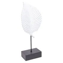 Estatua Decorativa Em Formato de Folha 41 CM Branco