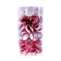 Bola de Natal Branca e Vermelha com Vários Designs 6CM 30 Peças.