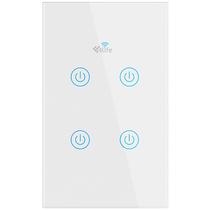 Interruptor 4LIFE Touch Glass Series FLBW4 com Wi-Fi Bivolt - Branco