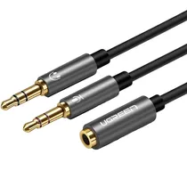 Adaptador de Áudio Ugreen AV140 Jack 3.5 MM - Preto/Cinza 20 CM