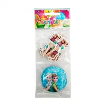 Kit Party Flavor Toppers e Forminhas para Cupcake Frozen 24PCS