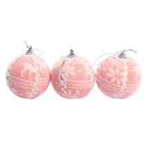 Pelota Navidad 8CM Con 3PZ Rosado Lana