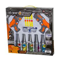 Kit de 2 Pistolas Shoot Game com 5 Garrafa de Tiro / 8 Municoes - Grey/Laranja