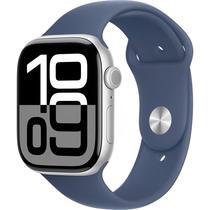 Apple Watch S10 46MM MWWM3LW/ A com GPS/ Wide Angle Oled Display / Pulseira Sport Band M/ L / Aluminium Case - Silver/ Denim