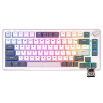 Teclado Mecanico Royal Kludge RKH81, 75%, RGB, Click Wireless, s/Fio, Switch Brown, RKH81-Whit-C, Branco Noite