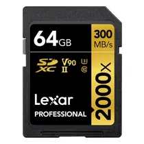 Mem SD Lexar Pro. 64GB Gold 2000X 300-260MB/s V90 8K
