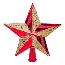 Estrela Árvore Natal Verm/Dourada 20CM