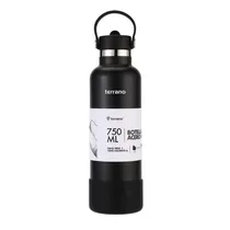 Garrafa Térmica Terrano - 750ML - com Bico + 2 Canudos - Preto