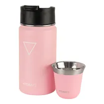 Garrafa Térmica Hydrate Cafe com Xícara Espresso - 355ML e 80ML - Rosa Pastel